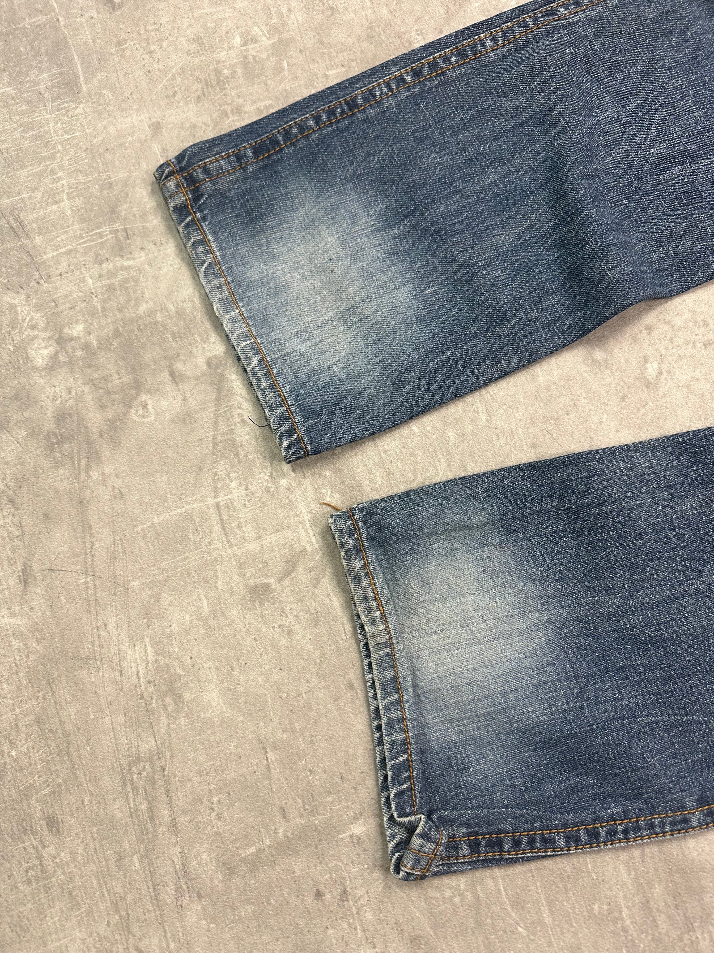 BLUE WASHED VINTAGE Y2K JAPANESE STYLE PRINT DENIM - 2000s - M/L