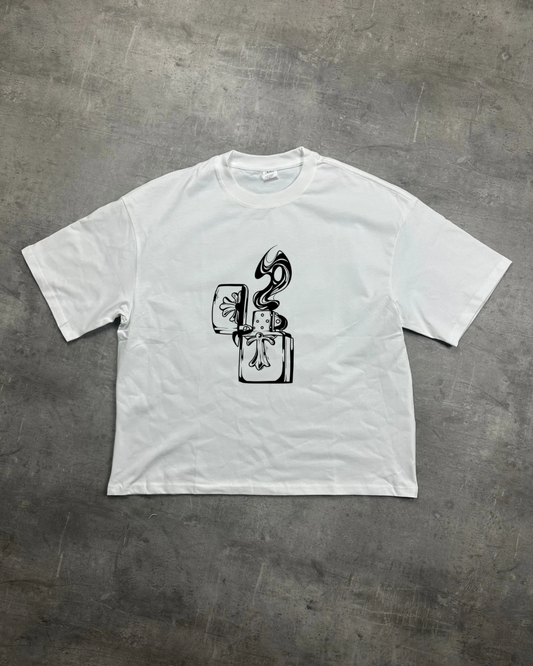 WHITE CHROME VIBES GRAPHIC T-SHIRT