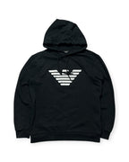 BLACK ARMANI BIG LOGO HOODIE