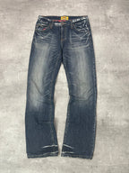 BLUE WASHED VINTAGE Y2K JAPANESE STYLE PRINT DENIM - 2000s - M/L