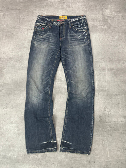 BLUE WASHED VINTAGE Y2K JAPANESE STYLE PRINT DENIM - 2000s - M/L