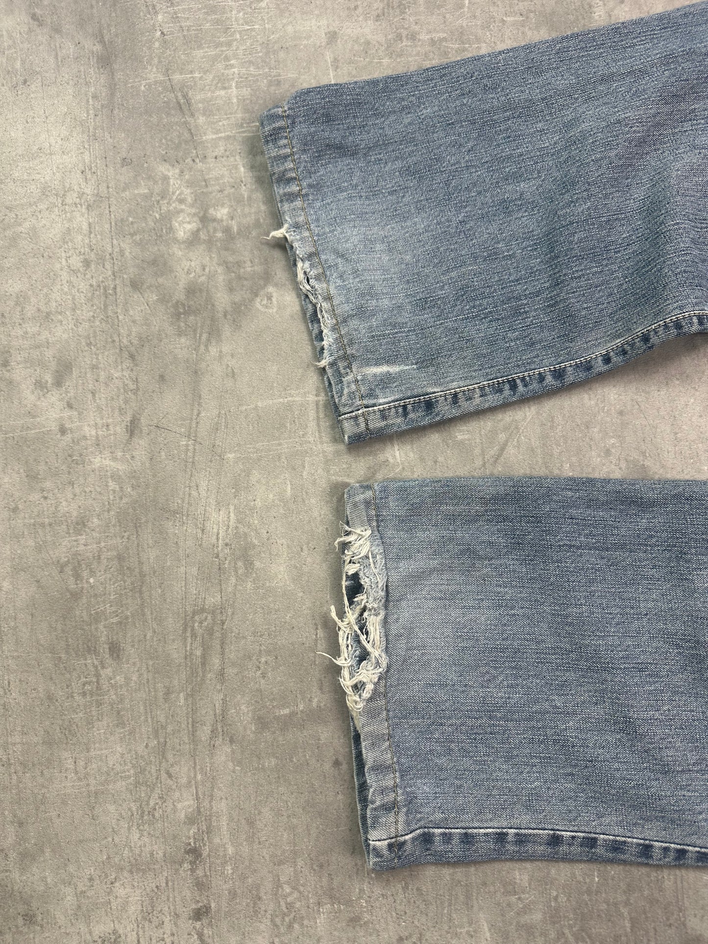 BLUE WASHED VINTAGE Y2K JAPANESE STYLE PRINT DENIM - 2000s - M/L