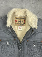 GREY VINTAGE TRUE RELIGION LA CAPONE DENIM JACKET - M