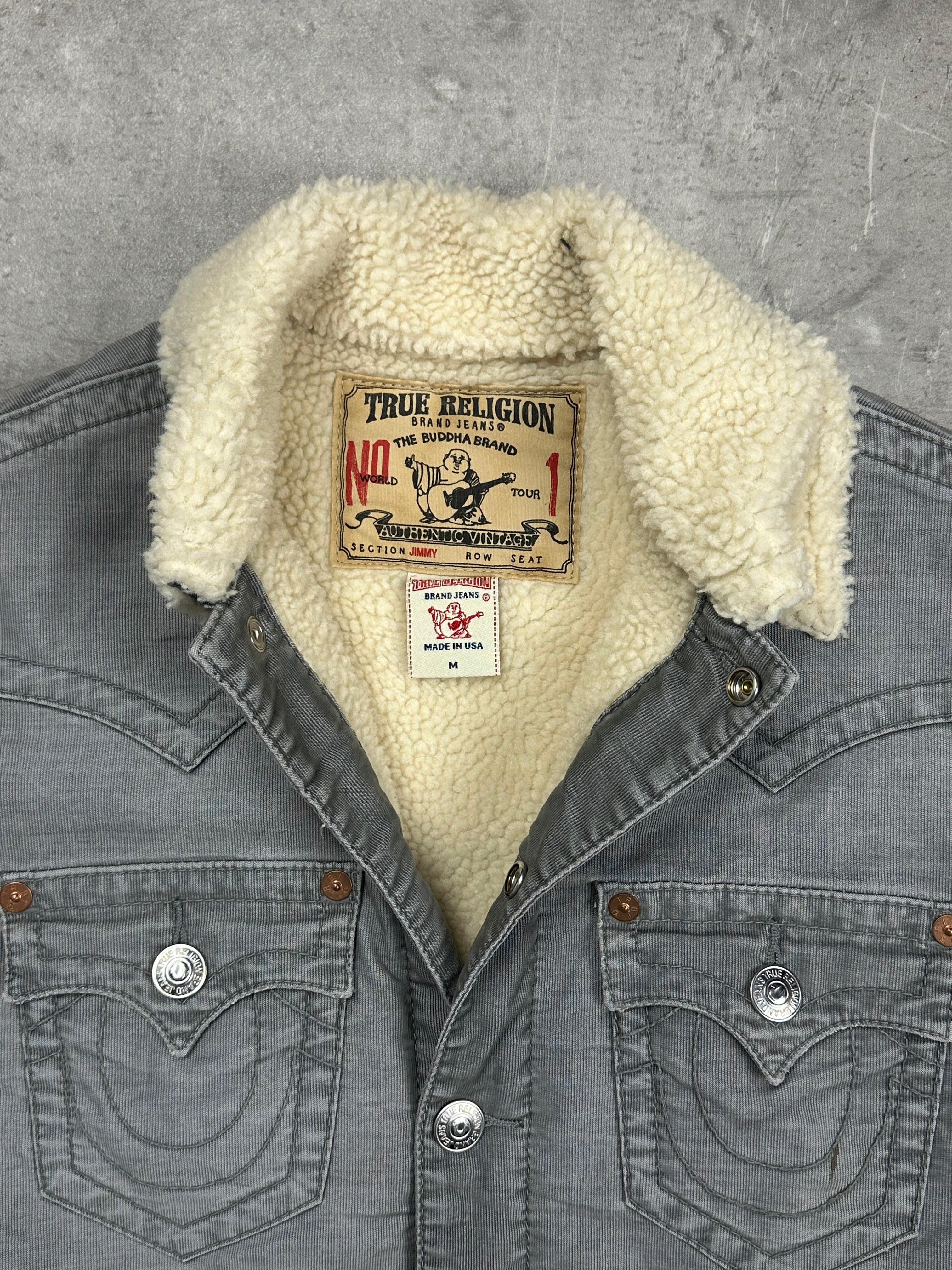 GREY VINTAGE TRUE RELIGION LA CAPONE DENIM JACKET - M