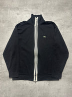 BLACK/WHITE LACOSTE ZIP KNIT SWEATSHIRT - M
