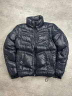 BLACK SHINY VINTAGE DIESEL DOWN PUFFER JACKET - M/L