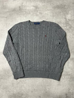 RED POLO RALPH LAUREN CABLE KNIT SWEATER - M