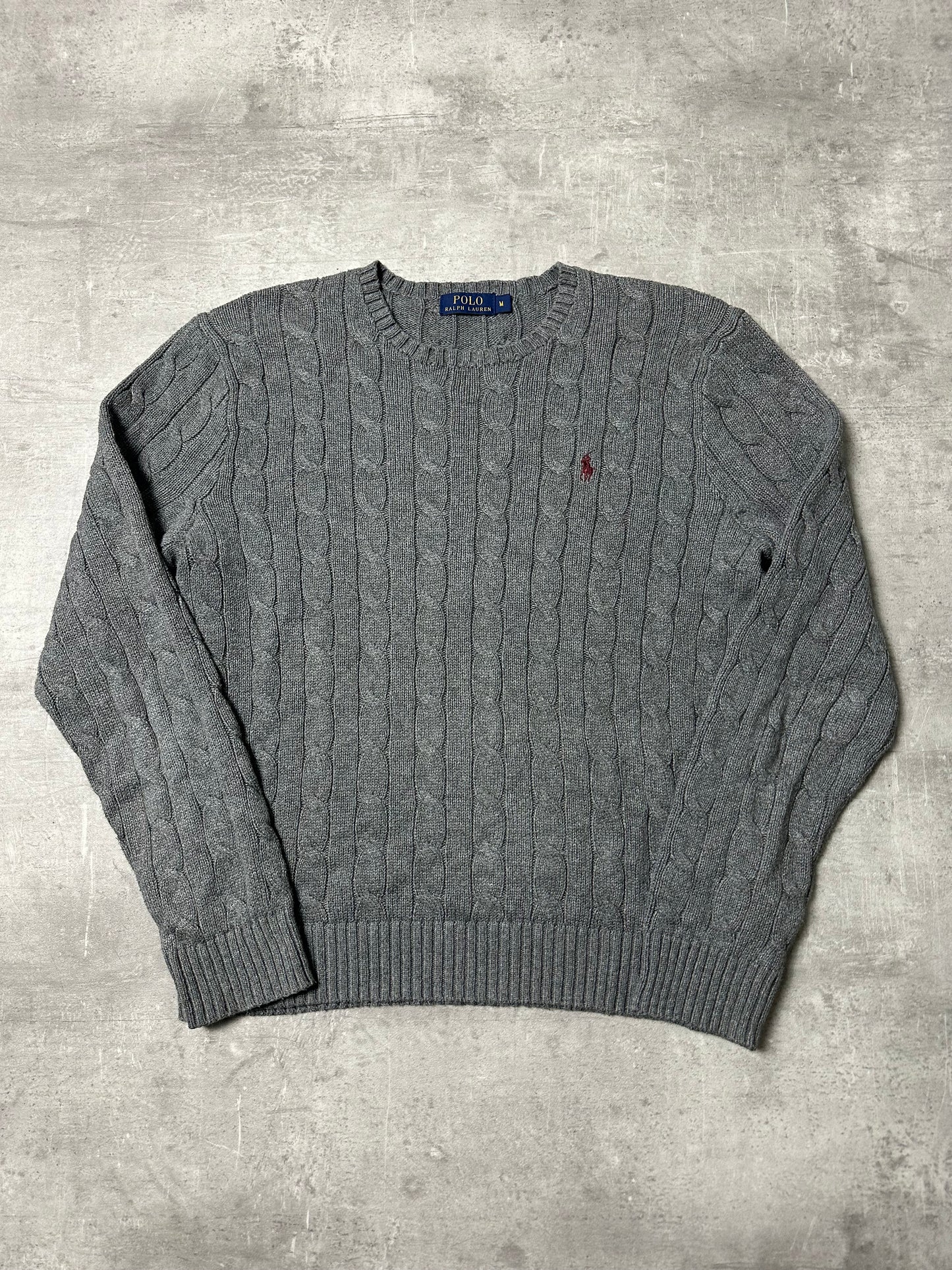 GRED POLO RALPH LAUREN CABLE KNIT PULLOVER - M