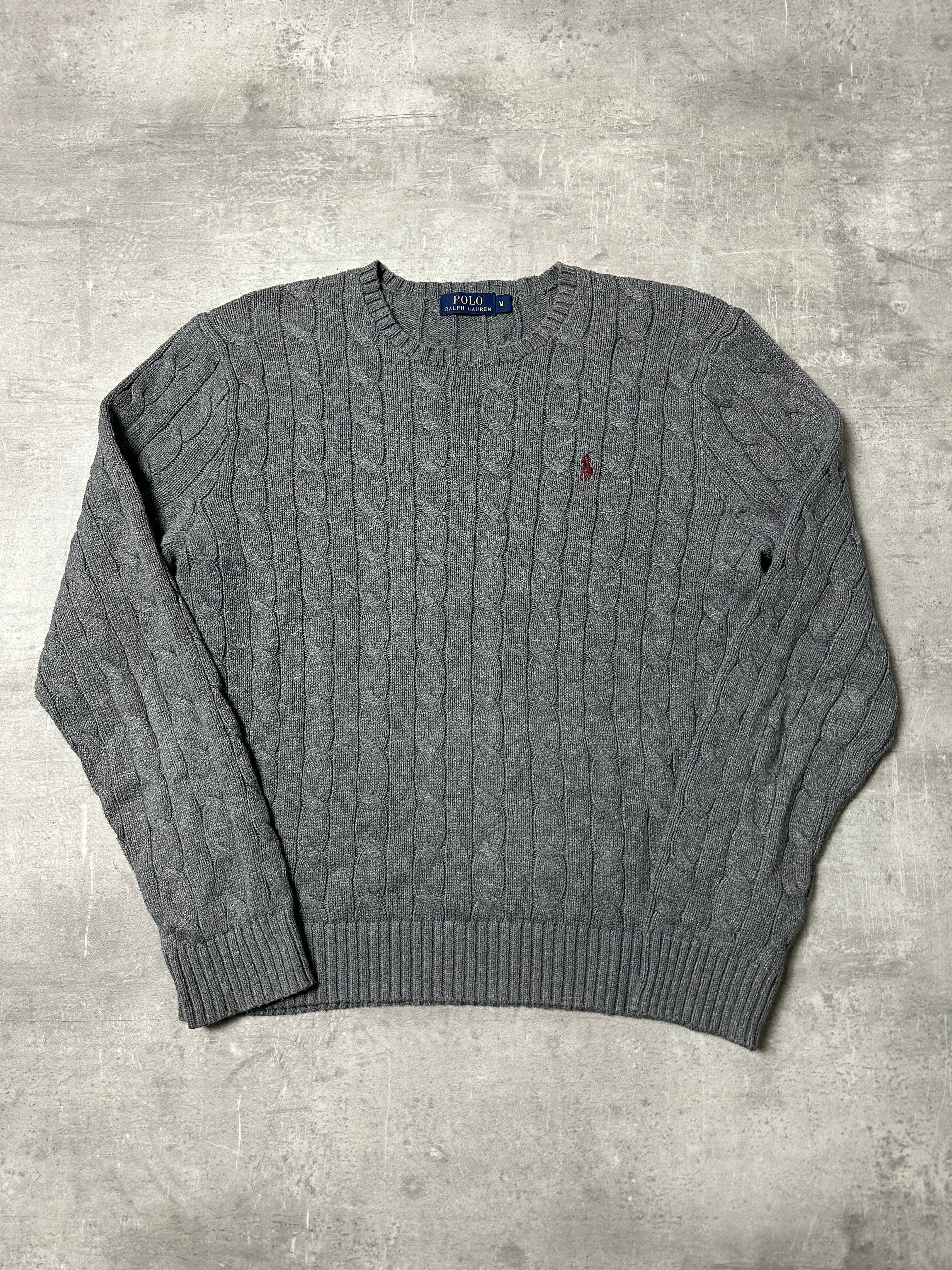 RED POLO RALPH LAUREN CABLE KNIT SWEATER - M