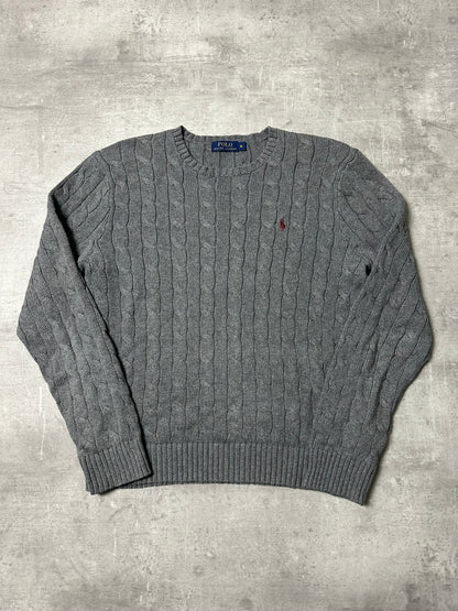 GRED POLO RALPH LAUREN CABLE KNIT PULLOVER - M