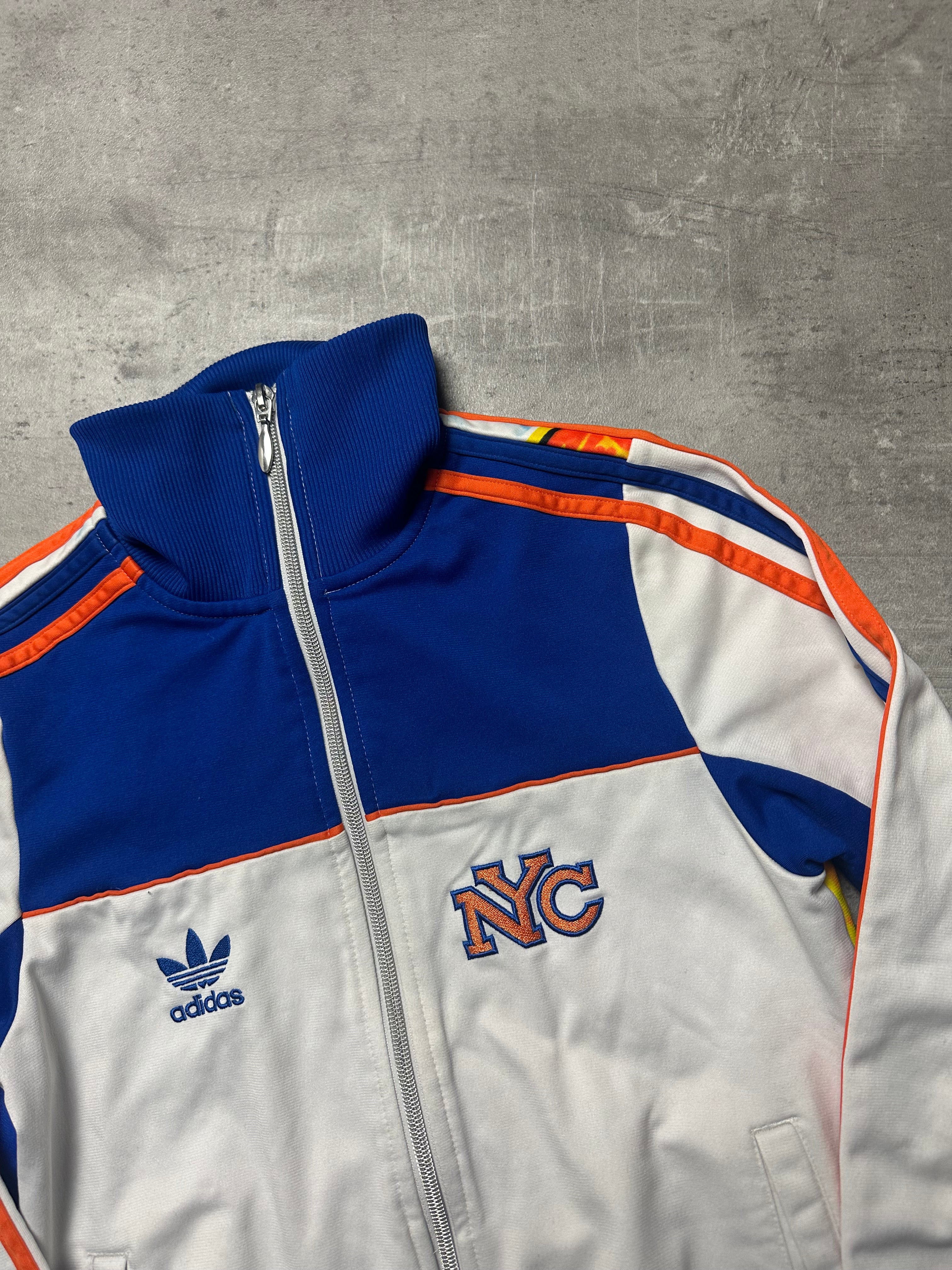 WHITE/BLUE VINTAGE ADIDAS NEW YORK TRACK JACKET RARE (W) - 2000s - XS/S