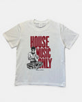 WHITE LIFFEYZ HOUSE MUSIC ONLY SLIM FIT GRAPHIC T-SHIRT