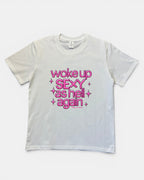 WHITE LIFFEYZ WOKE UP SEXY VIBES SLIM FIT GRAPHIC T-SHIRT