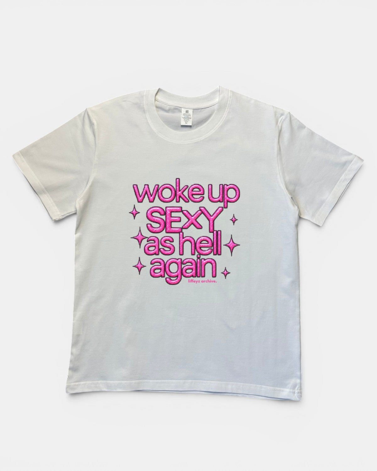 WHITE LIFFEYZ WOKE UP SEXY VIBES SLIM FIT GRAPHIC T-SHIRT