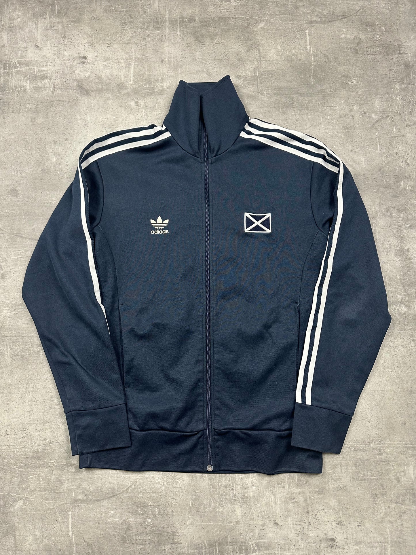 NAVY VINTAGE ADIDAS FIREBIRD SCOTLAND TRACKJACKET RARE - 2000s - L