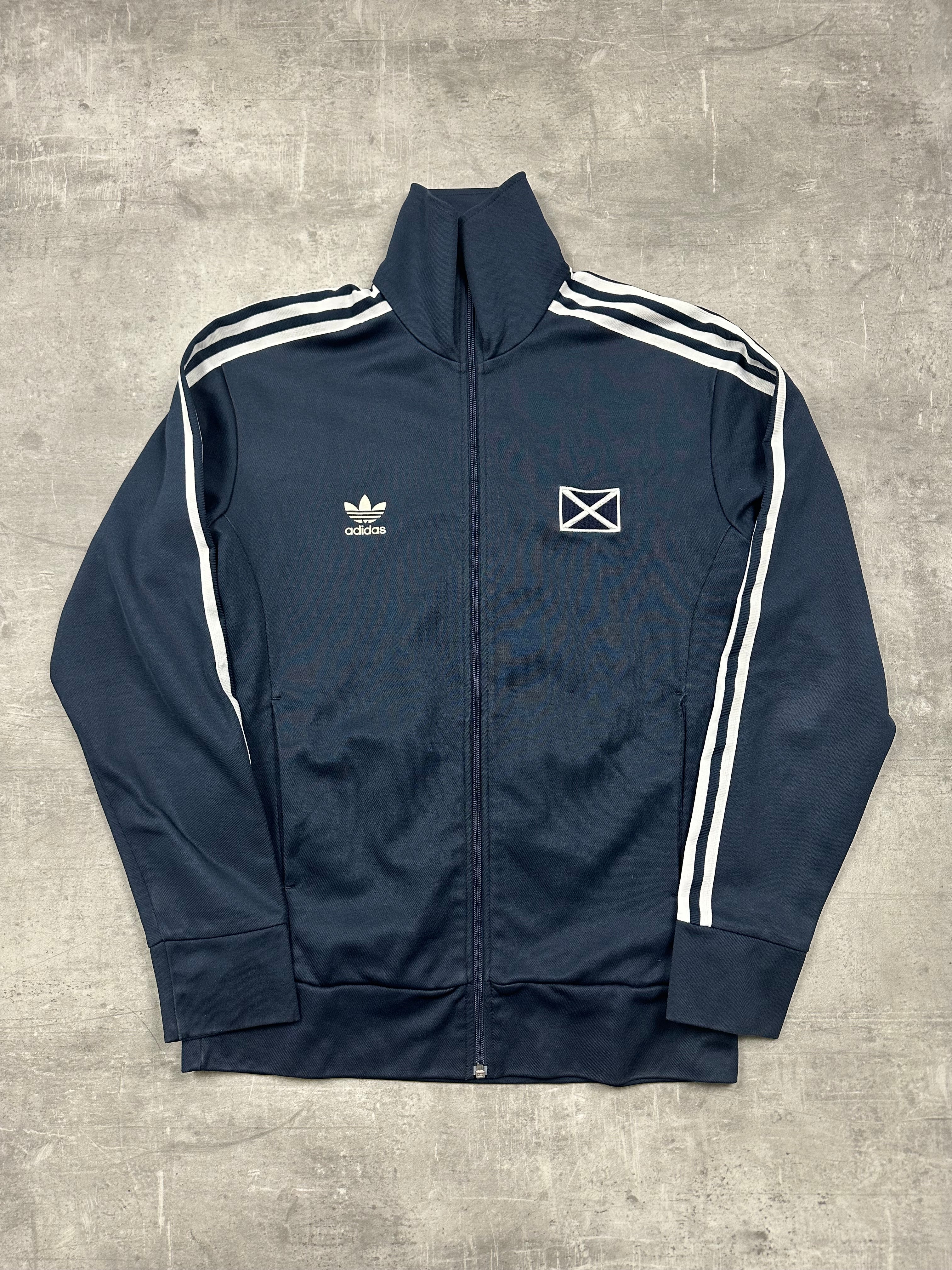 NAVY VINTAGE ADIDAS FIREBIRD SCOTLAND TRACK JACKET RARE - 2000s - L