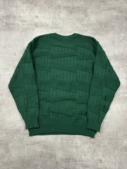 GREEN LACOSTE CABLE KNIT SWEATER - 2000s - L/XL