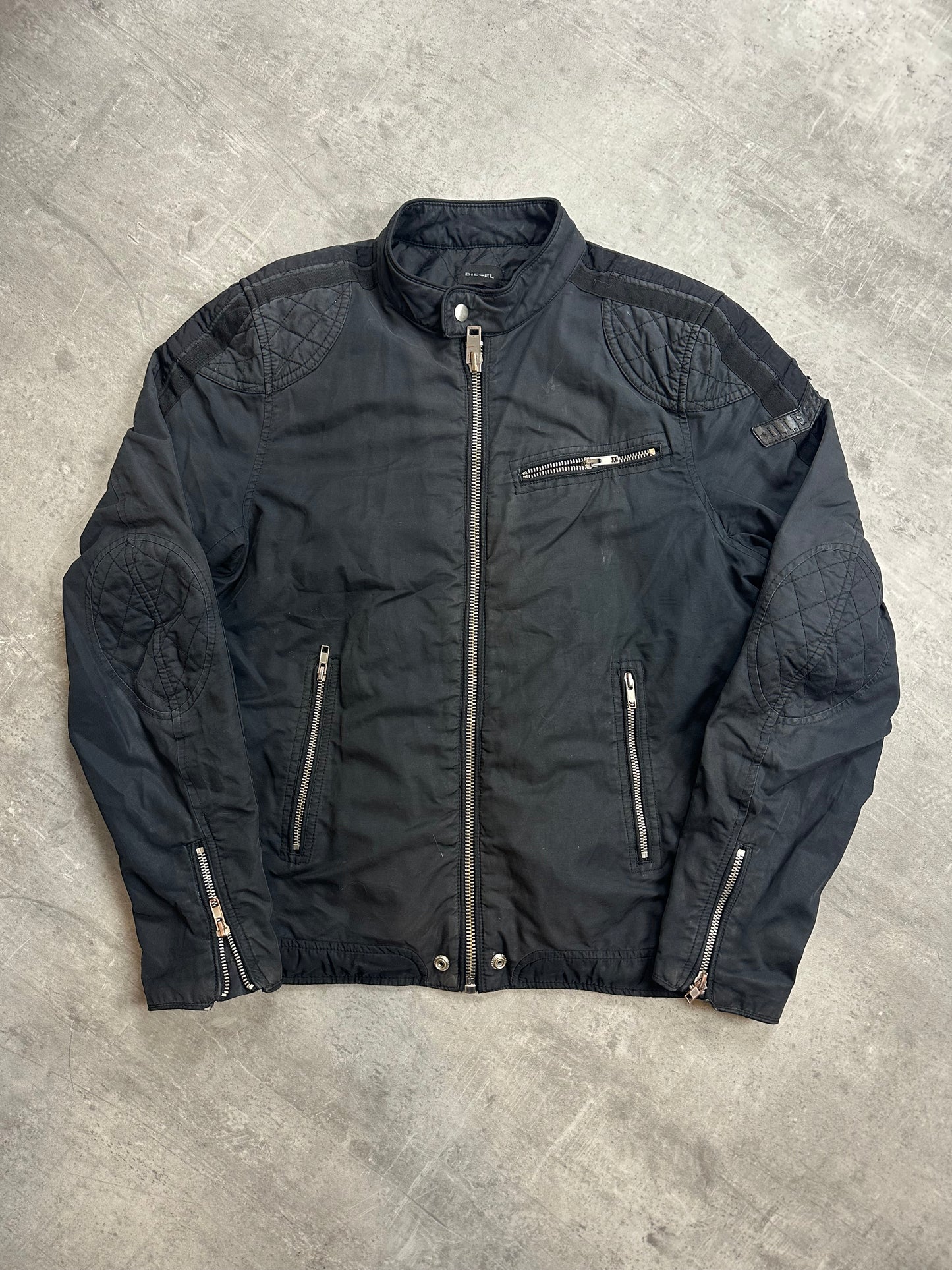 BLACK VINTAGE Y2K DIESEL BOMBER JACKET - 2000s - M/L