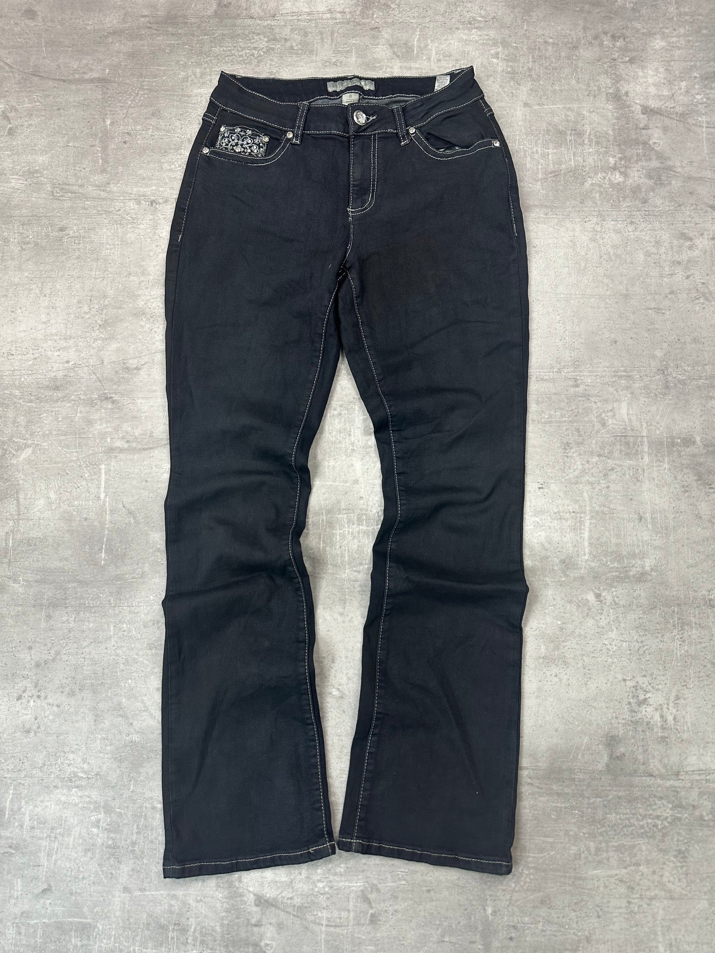 BLACK VINTAGE Y2K MISS ME STYLE BOOTCUT DENIM - 2000s - S