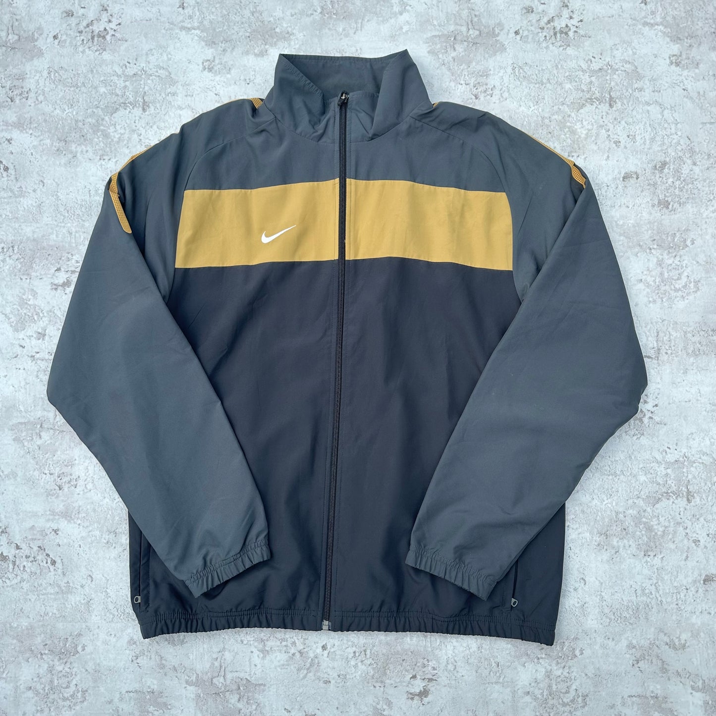 GREY/BROWN NIKE TRACKJACKET - 2000s - L