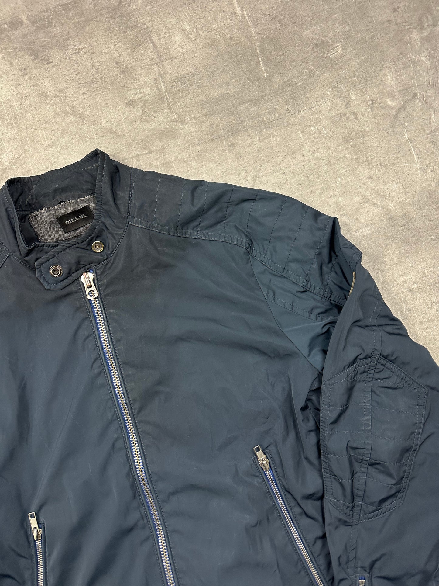 BLACK/GREY VINTAGE DIESEL BOMBER JACKET - 2000s - S/M