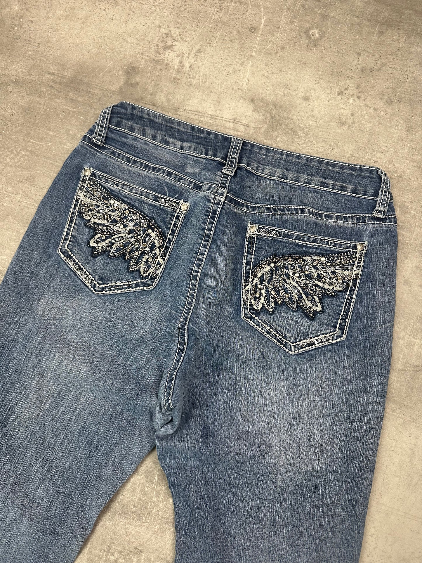 BLUE VINTAGE Y2K MISS ME STYLE BOOTCUT DENIM - 2000s - S/M