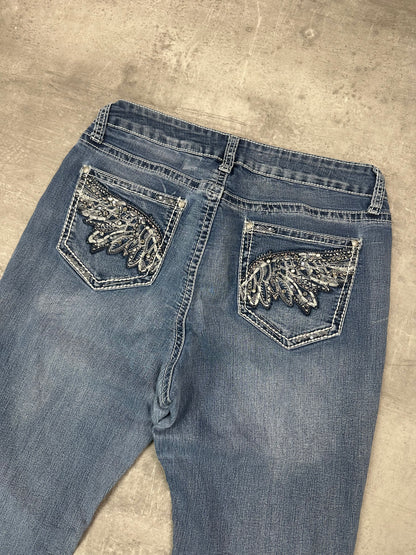BLUE VINTAGE Y2K MISS ME STYLE BOOTCUT DENIM - 2000s - S/M