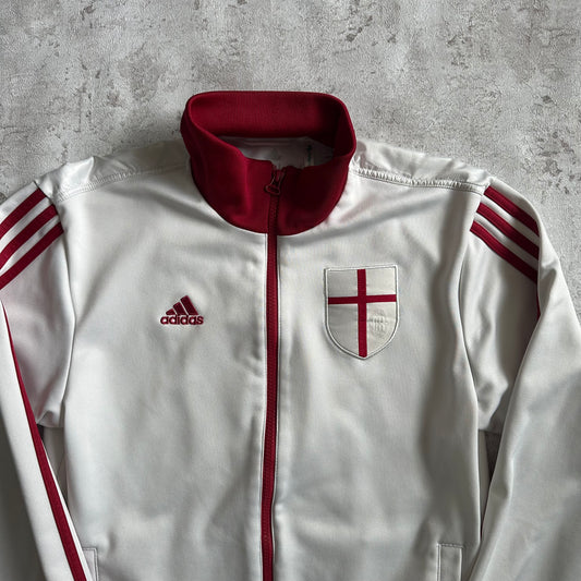 WHITE/RED ADIDAS ENGLAND TRACKJACKET - 2000s - S/M