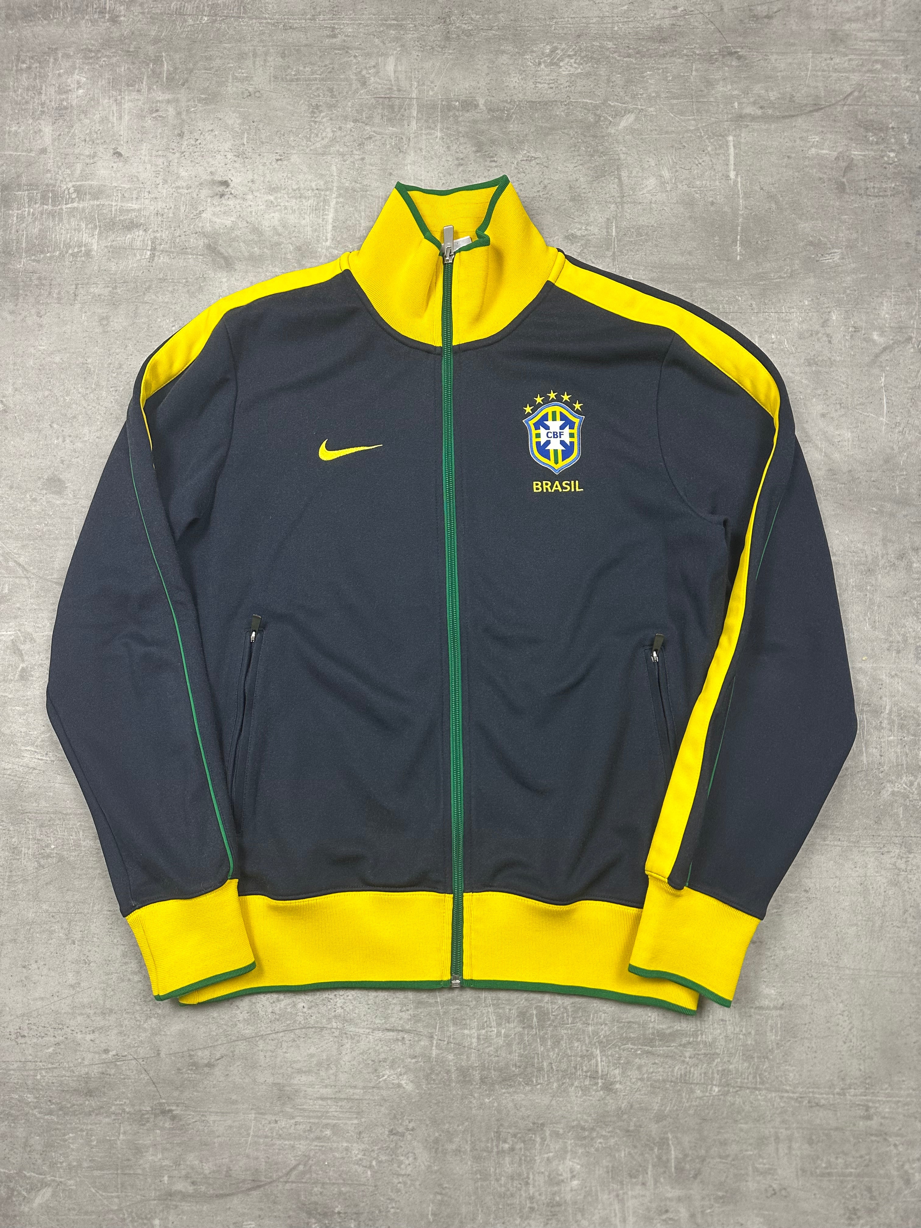 BLACK/YELLOW NIKE BRAZIL TRACK JACKET - 2000s - M/L