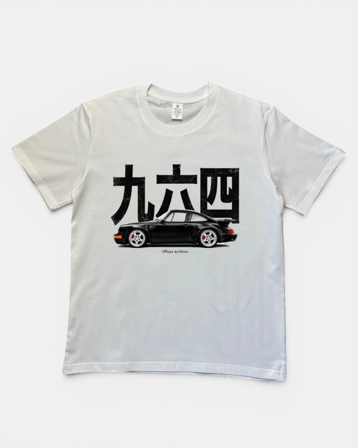 WHITE PORSCHE 964 VIBES SLIM FIT GRAPHIC T-SHIRT