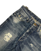 BLUE VINTAGE G-STAR RAW RIPPED STRAIGHT FIT DENIM