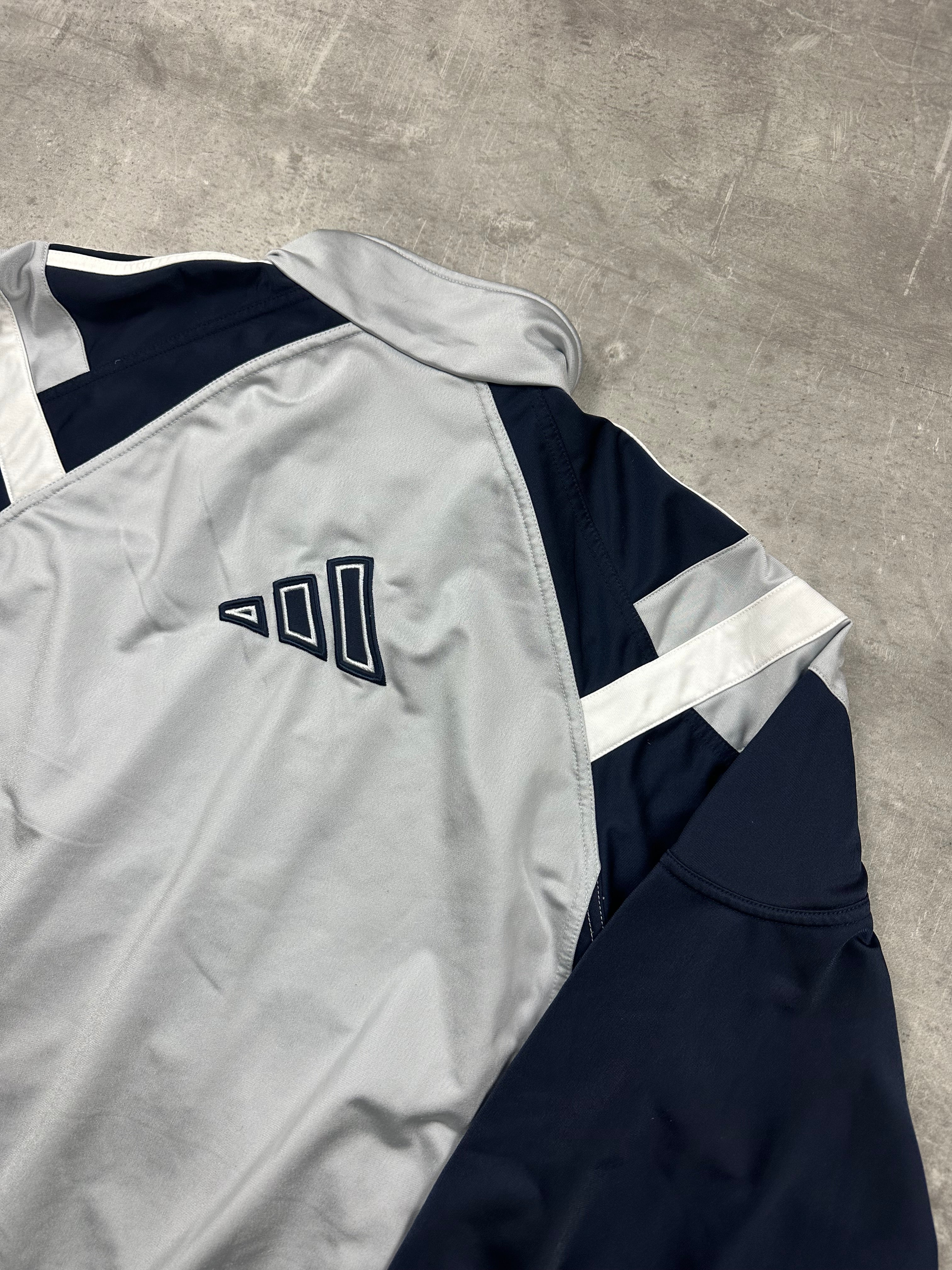 GREY/BLUE VINTAGE ADIDAS RETRO TRACK JACKET - 2000s - M/L