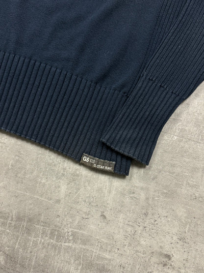 NAVY/BLACK VINTAGE G-STAR KNIT SWEATSHIRT - 2000s - M