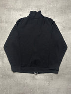 BLACK/WHITE LACOSTE ZIP KNIT SWEATSHIRT - M