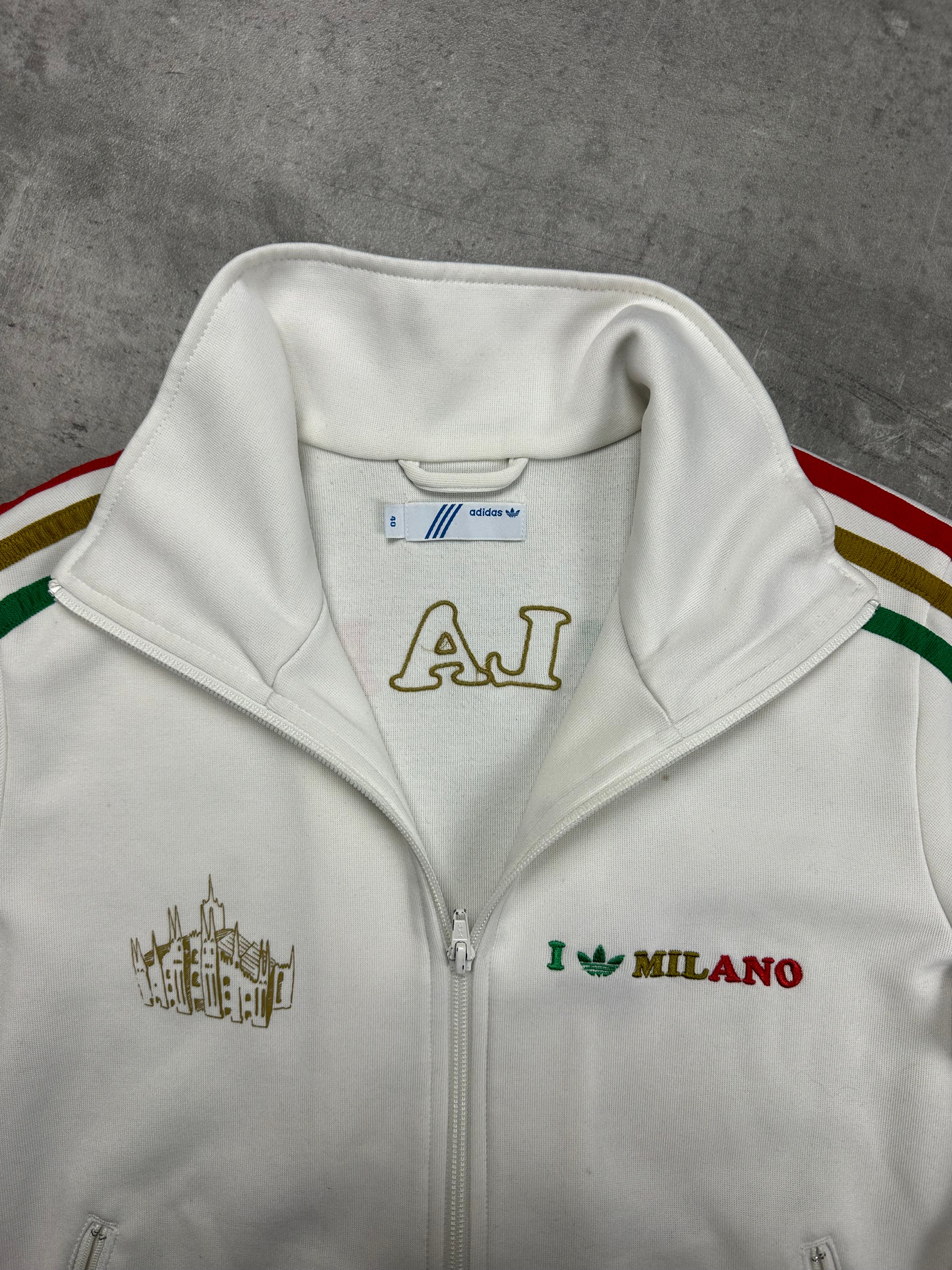 WHITE/RED VINTAGE ADIDAS MILANO TRACK JACKET RARE (W) - 2000s - S