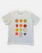 WHITE LIFFEYZ FRUITS VIBES SLIM FIT GRAPHIC T-SHIRT