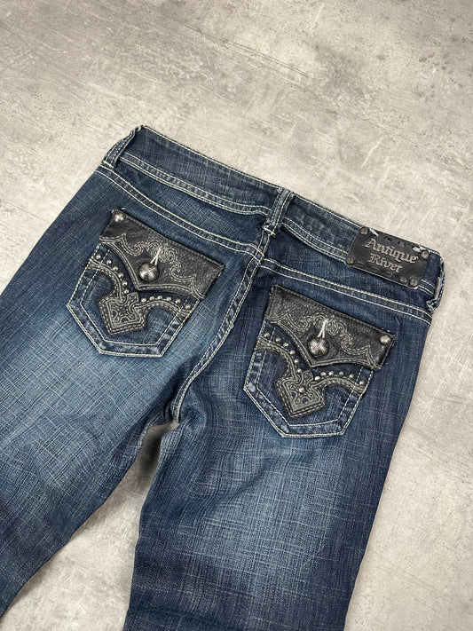 NAVY VINTAGE Y2K MISS ME STYLE BOOTCUT DENIM - 2000s - S