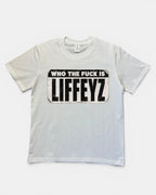WHITE WHO TF IS LIFFEYZ SLIM FIT GRAPHIC T-SHIRT