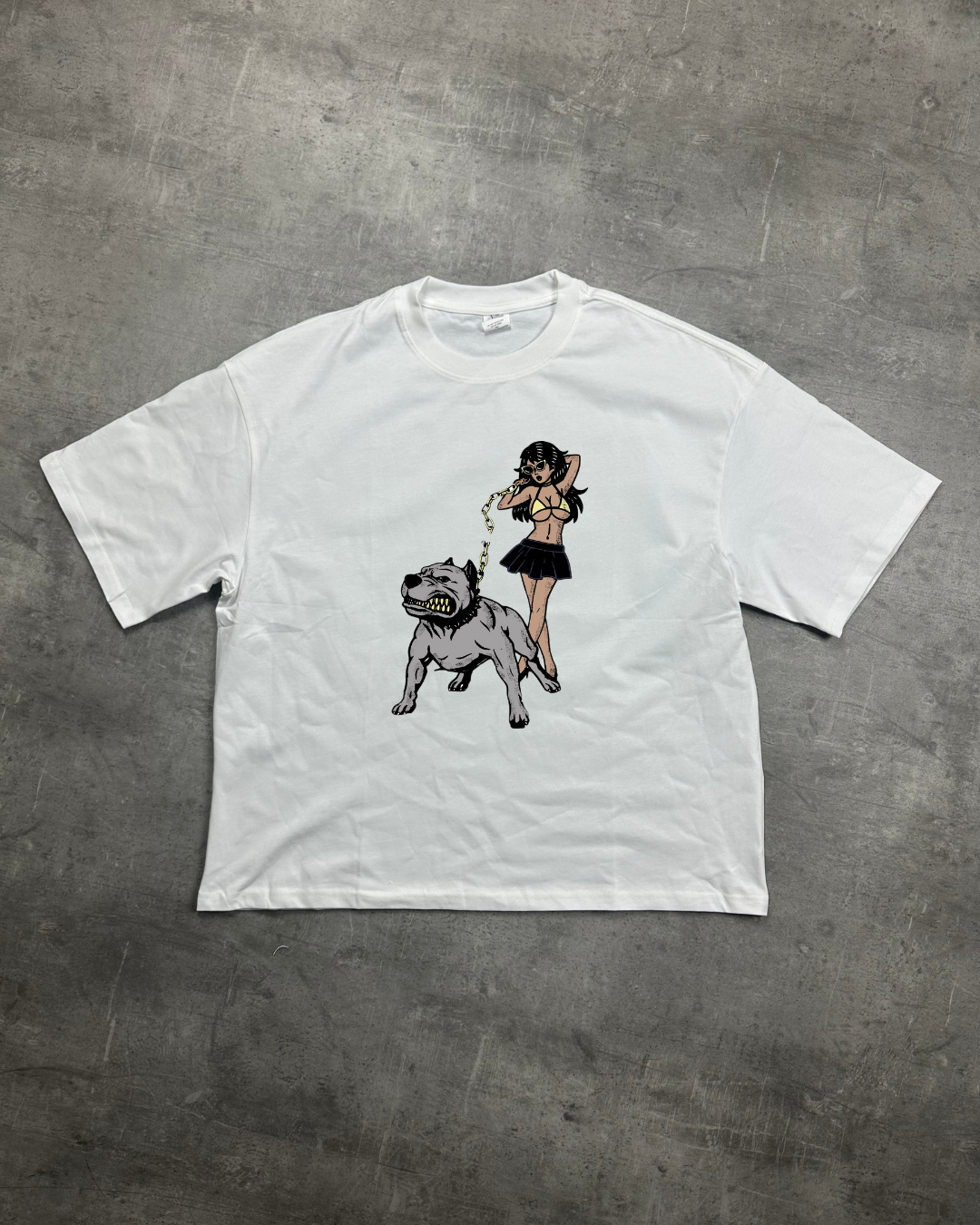 WHITE WOMEN DOG VIBES GRAPHIC T-SHIRT