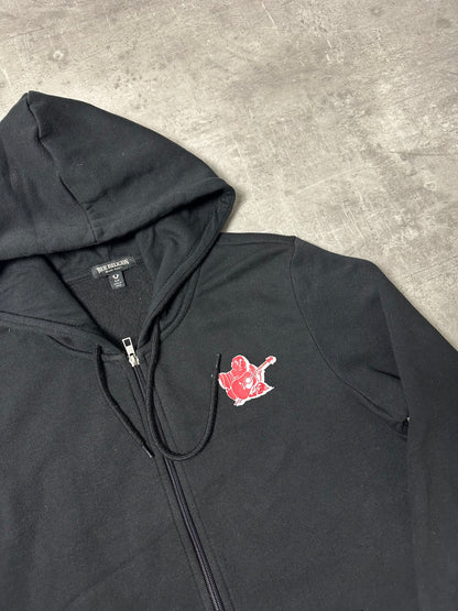 BLACK/RED VINTAGE TRUE RELIGION ZIP HOODIE - S/M