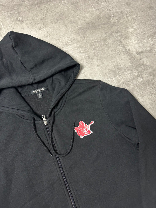 BLACK/RED VINTAGE TRUE RELIGION ZIP HOODIE - S/M