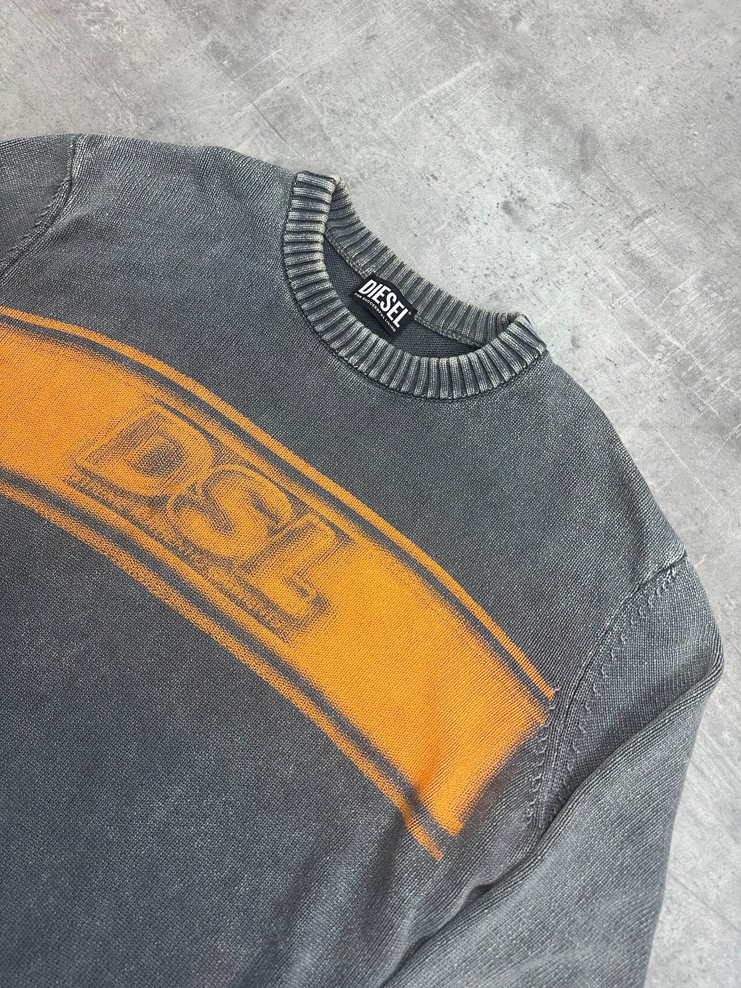 GREY/ORANGE DIESEL SWEATSHIRT KNIT - 2000s - M/L
