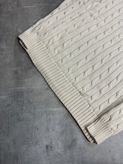 CREME VINTAGE POLO RALPH LAUREN CABLE KNIT SWEATER (W) - S/M