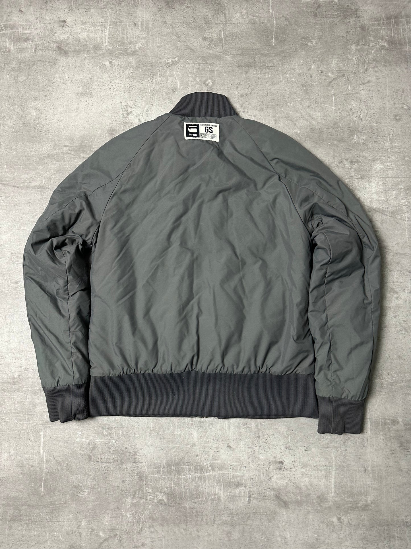 GREY/CREME VINTAGE G-STAR PUFFER BOMBER JACKET - 2000s - M