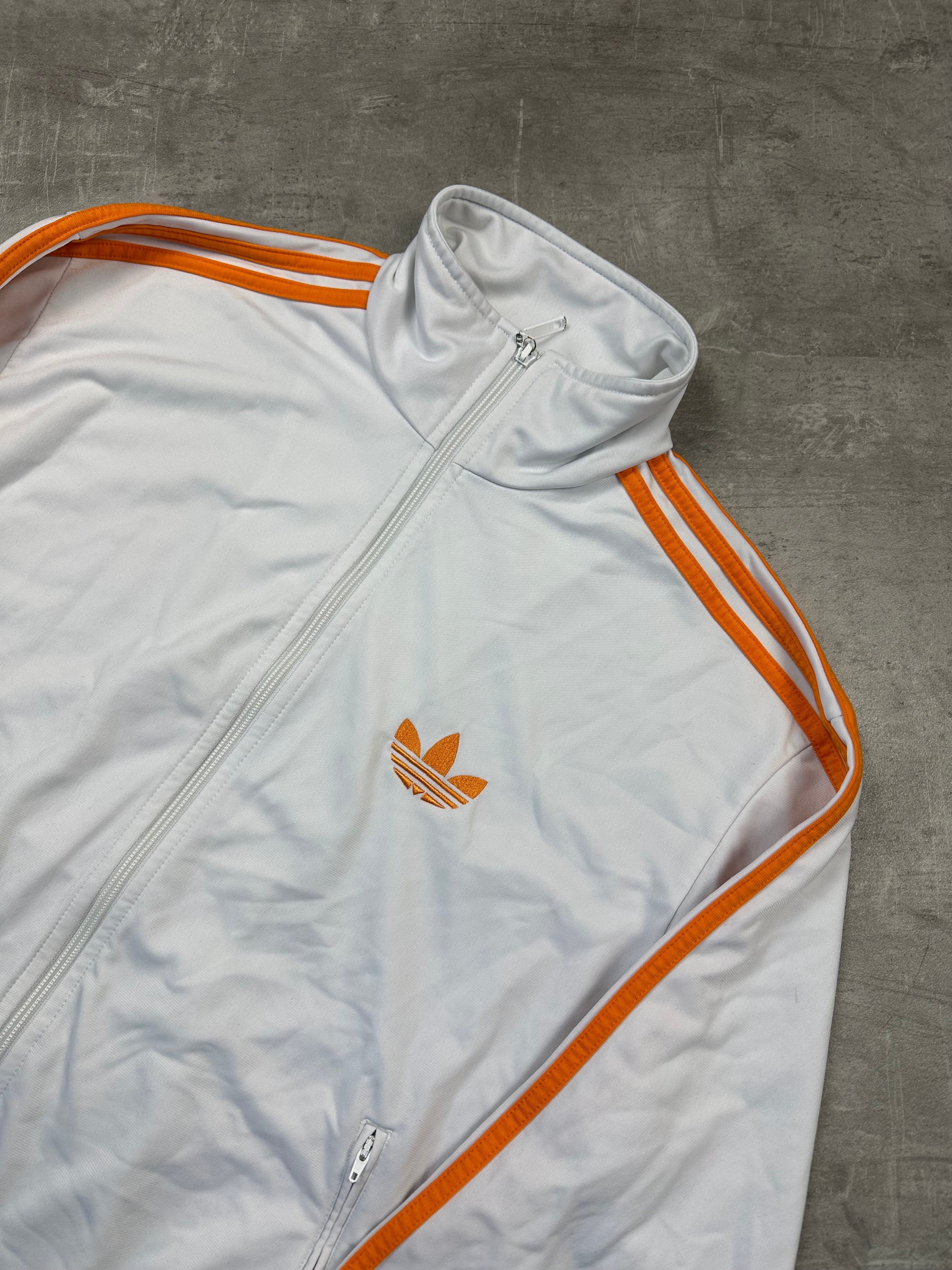 WHITE/ORANGE VINTAGE ADIDAS FIREBIRD TRACK JACKET - 2000s - M/L