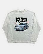 WHITE NISSAN R33 VIBES GRAPHIC LONGSLEEVE