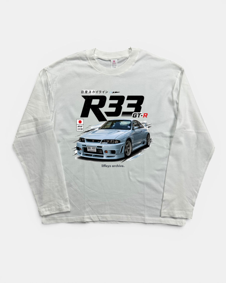 WHITE NISSAN R33 VIBES GRAPHIC LONGSLEEVE