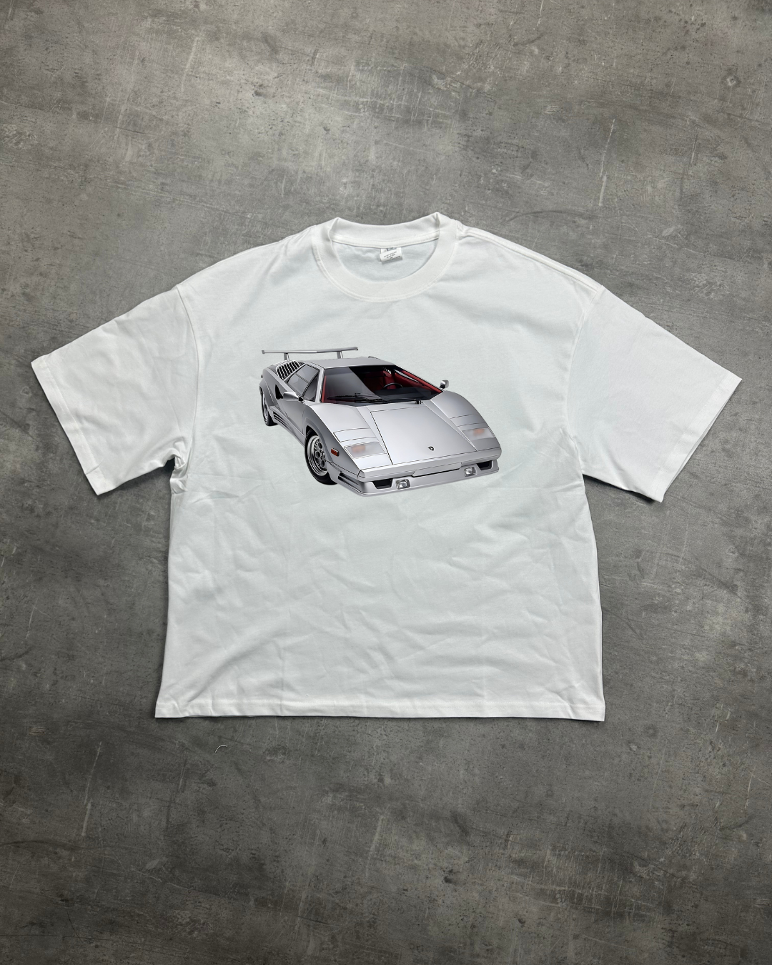 WHITE COUNTACH VIBES GRAPHIC T-SHIRT