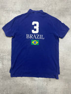 NAVY POLO RALPH LAUREN BIG PONY BRAZIL POLO SHIRT - L