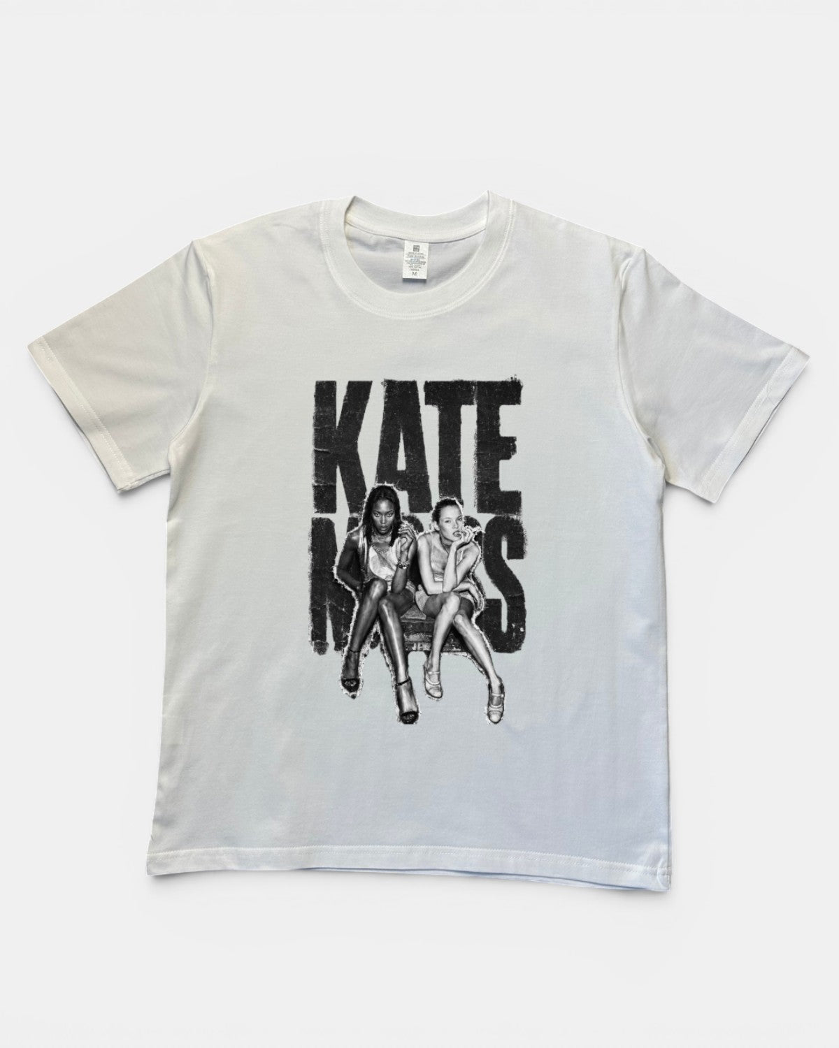 WHITE KATE MOSS VIBES SLIM FIT GRAPHIC T-SHIRT